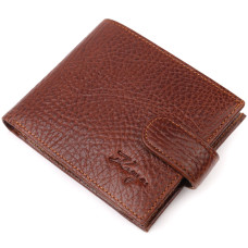 Функциональный мужской кошелек с хлястиком из натуральной кожи KARYA 184839 Светло-коричневый