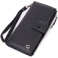 Лаконичный женский вертикальный кошелек-клатч из натуральной кожи ST Leather 186609 Черный