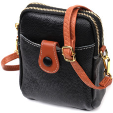 Удобная сумка трапеция для женщин из натуральной кожи Vintage 186239 Черная