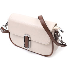 Полукруглая сумка для женщин с интересным магнитом-защелкой из натуральной кожи Vintage 186409 Белая