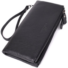 Практичный кожаный кошелек на три отделения ST Leather 23111 Черный