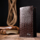 Вертикальный бумажник из натуральной кожи с тиснением под крокодила KARYA 184899, коричневый