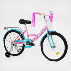 Велосипед 20" 2-х колесный Corso Maxis CL-20211 корзина, украшения, ручной тормоз, колокольчик, дополнительные колеса