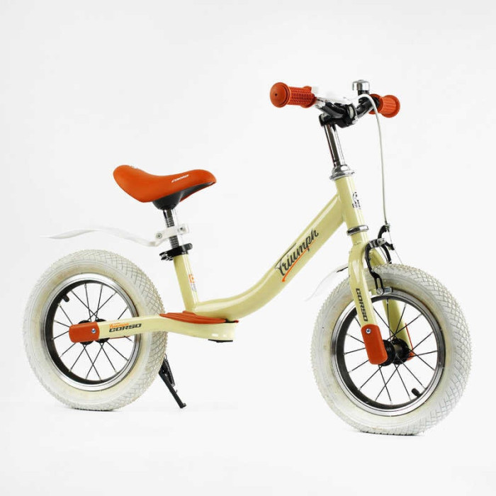 Велобег Corso "Triumph" стальная рама, надувные колеса 12", ручной тормоз, подножка, крылья, звоночек