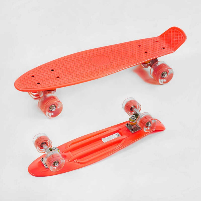 Скейт Пенни борд Best Board 1102-2 доска 55 см  колёса PU со светом Красный