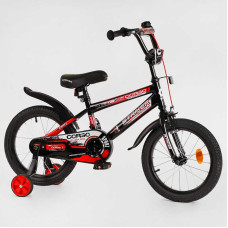 Велосипед 16" дюймов 2-х колесный Corso Striker EX-16128 ручной тормоз, звоночек, доп. колеса