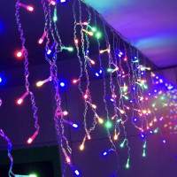 Гірлянда Бахрома LedGO 3*0,5 м, 108LED, прозорий провід, різнокольоровий