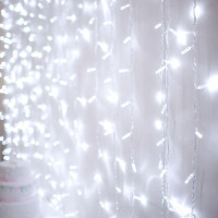 Гірлянда Водоспад LedGO 3*2 м, 400LED, + статика, прозорий провід, холодний білий