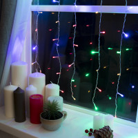Гирлянда Водопад LedGO 3*3 м, 720LED, + статика, прозрачный провод, разноцветный