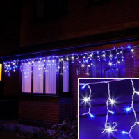 Гірлянда вулична Бахрома LedGO Premium 3*0,6 м, 100LED з мерехтінням Flash, білий провід, синій
