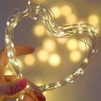 Гірлянда Нитка на батарейках LedGO Краплі Роси, 5 м, 50LED, срібний дріт, теплий білий