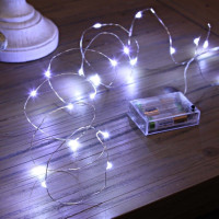 Гірлянда Нитка на батарейках LedGO Краплі Роси, 3 м, 30LED, срібний дріт, холодний білий