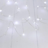 Гірлянда Нитка на батарейках LedGO Краплі Роси, 5 м, 50LED, срібний дріт, холодний білий