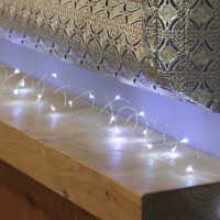 Гірлянда Нитка на батарейках LedGO Краплі Роси, 10 м, 100LED, срібний дріт, холодний білий