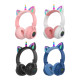 Беспроводные детские Bluetooth наушники LED с кошачьими ушками Единорог STN-27 Синие