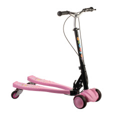 Детский двухколесный самокат Scooter с двумя платформами и светящимися колесами, Розовый