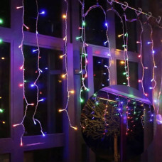 Гирлянда бахрома,прозрачный шнур, 3*0,5 м, 120 LED с переходником, Мульти