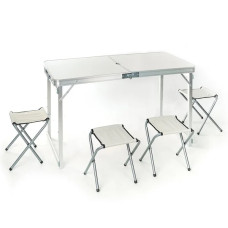 Складной стол усиленный для пикника + 4 стульчика Белый
