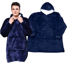 Синий плед Толстовка c Капюшоном и Руковами Hoodie 3-в-1 Плед с Руковами Двухсторонний Теплый Худи Халат Домашний (1ящ.=50шт.)