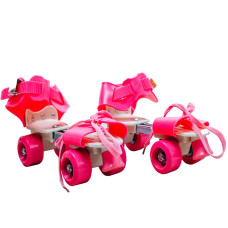 Детские раздвижные ролики Квады на обувь Baby Quad (26-29),колеса PU,Розовый