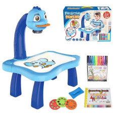 Детский стол проектор музыкальный с подсветкой для рисования и фломастерами Projector Painting Синий