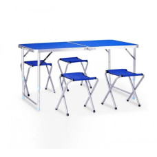 Складной стол для пикника + 4 стульчика Синий