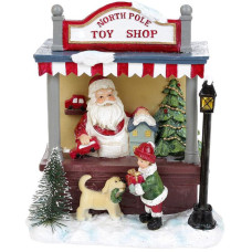 Новогодняя композиция «North Pole Toy Shop» с LED подсветкой 15х10х17см, полистоун