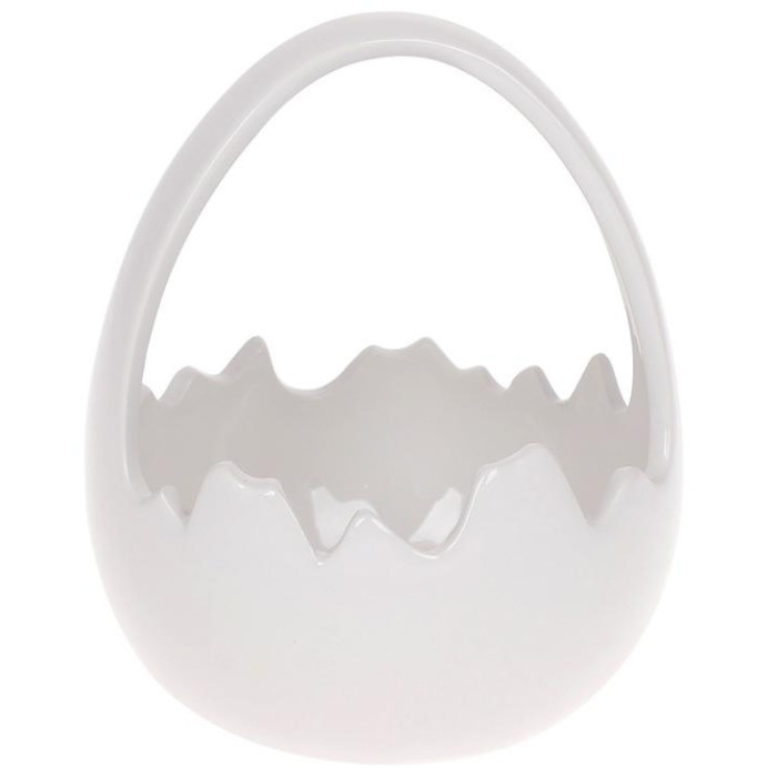 Декоративная конфетница "Яйцо" 14х13.5х17см (кашпо), белая