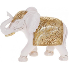Декоративная статуэтка "Слон" 20.5х8.5х17см, полистоун, белый с золотом