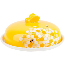 Блюдо керамическое "Sweet Honey" Ø23см для блинов с крышкой, белое с желтым