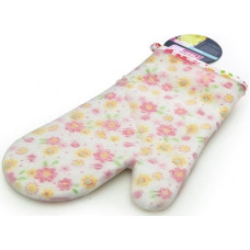 Кухонная рукавица Fissman Pink Flower 32см, хлопок с силиконовым покрытием