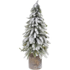 Декоративная елка "Снежная на пеньке" 20х20х55см, полиэтилен и натуральное дерево