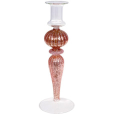 Подсвечник стеклянный Candlestick 8.5х25см, розовый