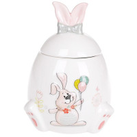 Банка керамическая "Веселый кролик с цветами" 450мл с объемным рисунком