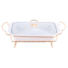 Мармит Kamille Food Warmer "In Gold" керамическая форма 1.3л, 30.5см с подогревом