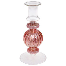 Подсвечник стеклянный Candlestick 8.5х18см, розовый