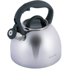 Чайник Kamille Whistling Kettle 2.7л з нержавіючої сталі зі свистком і скляною кришкою (сіра ручка)
