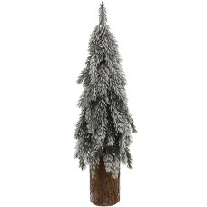 Декоративная елка "Снежная на пеньке" 18х18х57см, полиэтилен и натуральное дерево