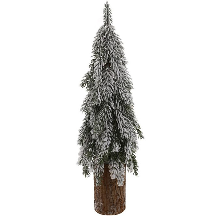 Декоративная елка "Снежная на пеньке" 18х18х57см, полиэтилен и натуральное дерево