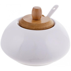 Сахарница Ceram Bamboo Ø12х9см с ложкой и деревянной крышкой