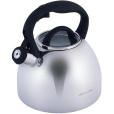 Чайник Kamille Whistling Kettle 2.7л з нержавіючої сталі зі свистком і скляною кришкою (чорна ручка)
