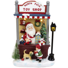 Новорічна композиція «North Pole Toy Shop» з LED підсвічуванням 21х14х33см, полістоун