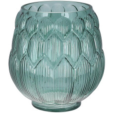 Ваза декоративная Ancient Glass Артишок Ø14х16см, зеленое стекло