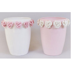 Ваза фарфоровая Bona 21см "Золотой сад" Wide pink glass with roses